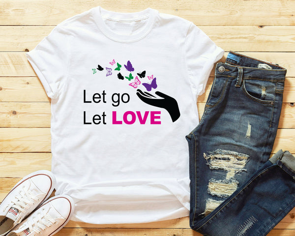 Let Love Butterfly Tee - Black Text